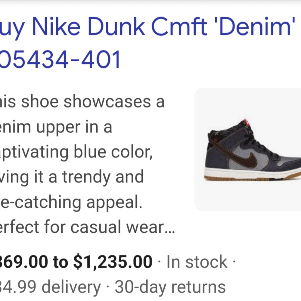 Men's Nike Dunk High CMFT Denim Multicolor Size 8 (EXCELLENT CONDITION) - Picture 5 of 14